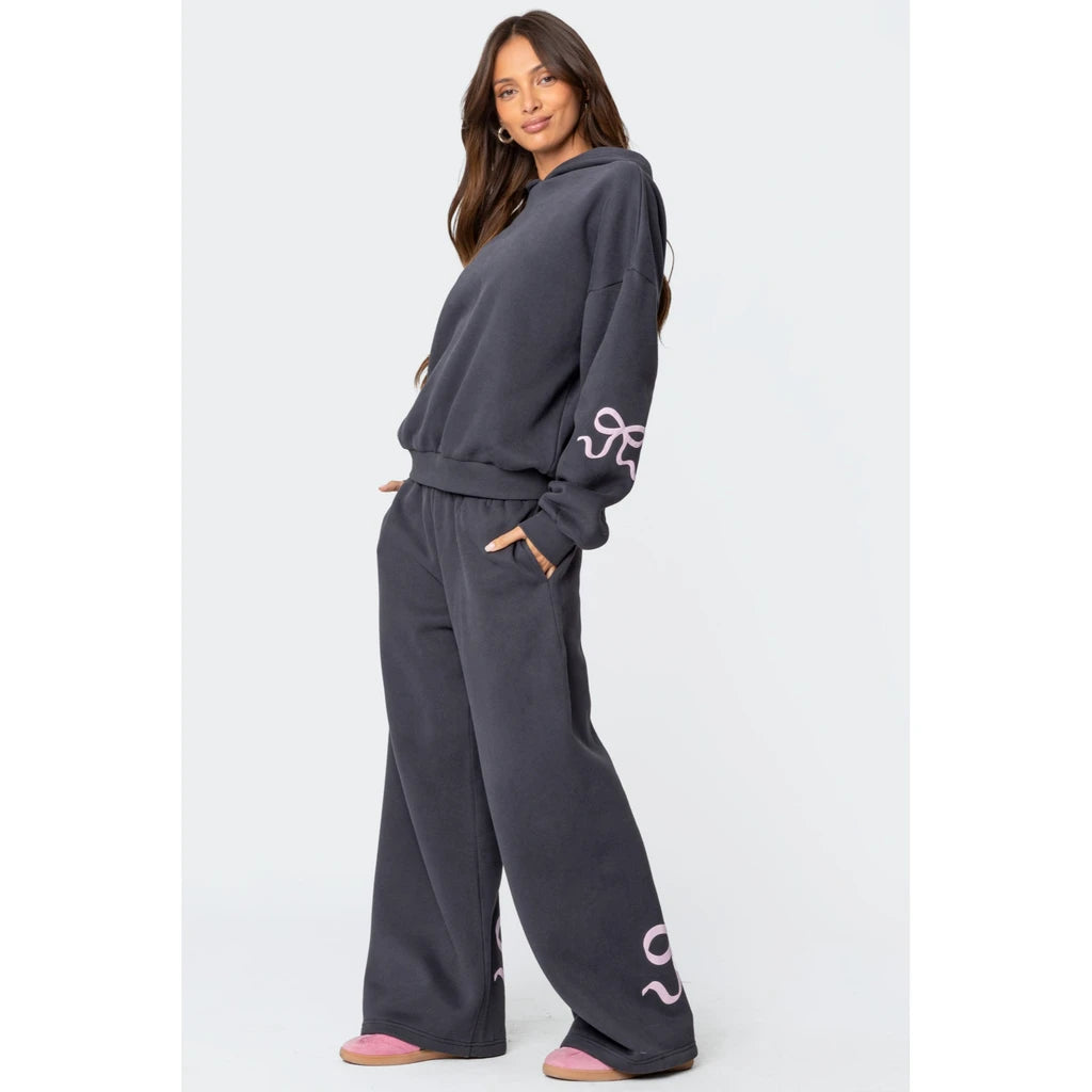 Bow Hoodie And Pants Set