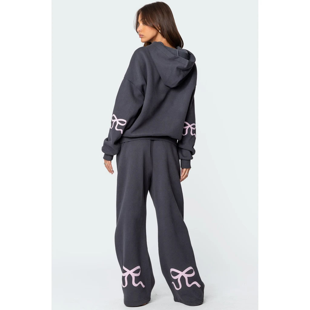 Bow Hoodie And Pants Set